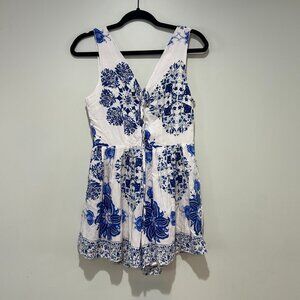Depri Blue and White Foral Romper